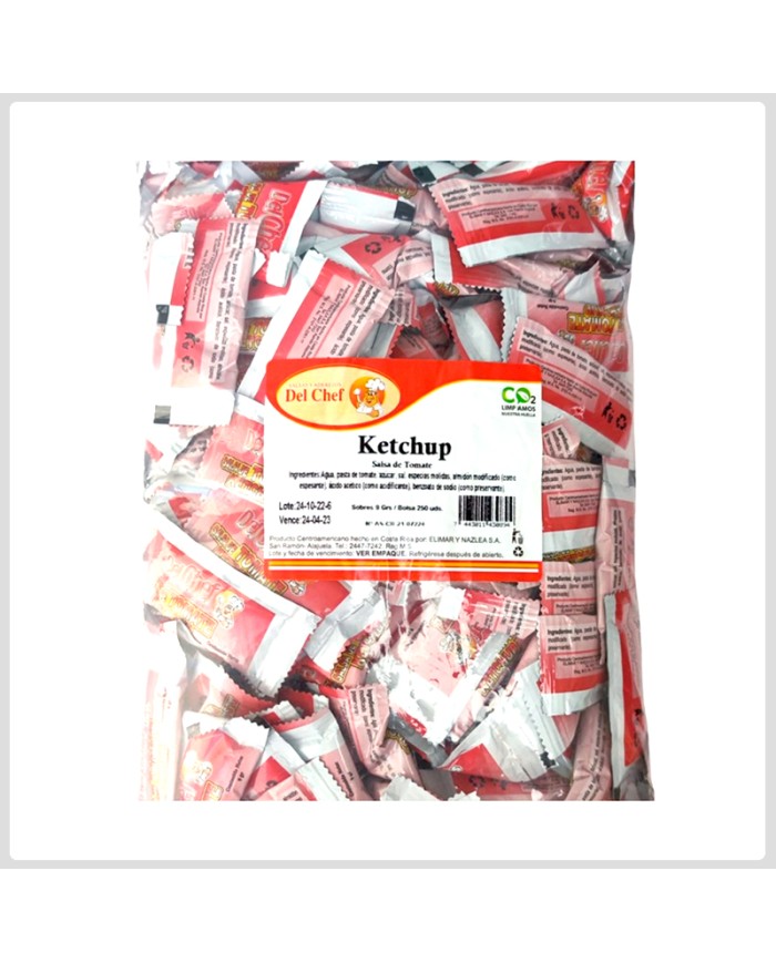 Salsa Tomate Individual Marca Del Chef 100 unid x 9 gr