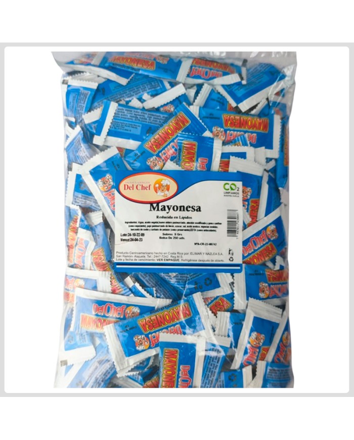 Mayonesa Individual Marca Del Chef 100 unid x 9 gr